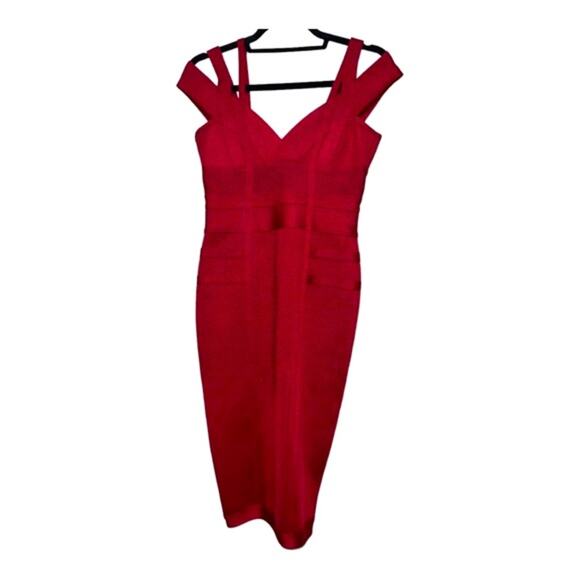 NWOT House of CB London Mimi Red Shimmer Bandage Bodycon Midi Event Dress - Picture 8 of 13
